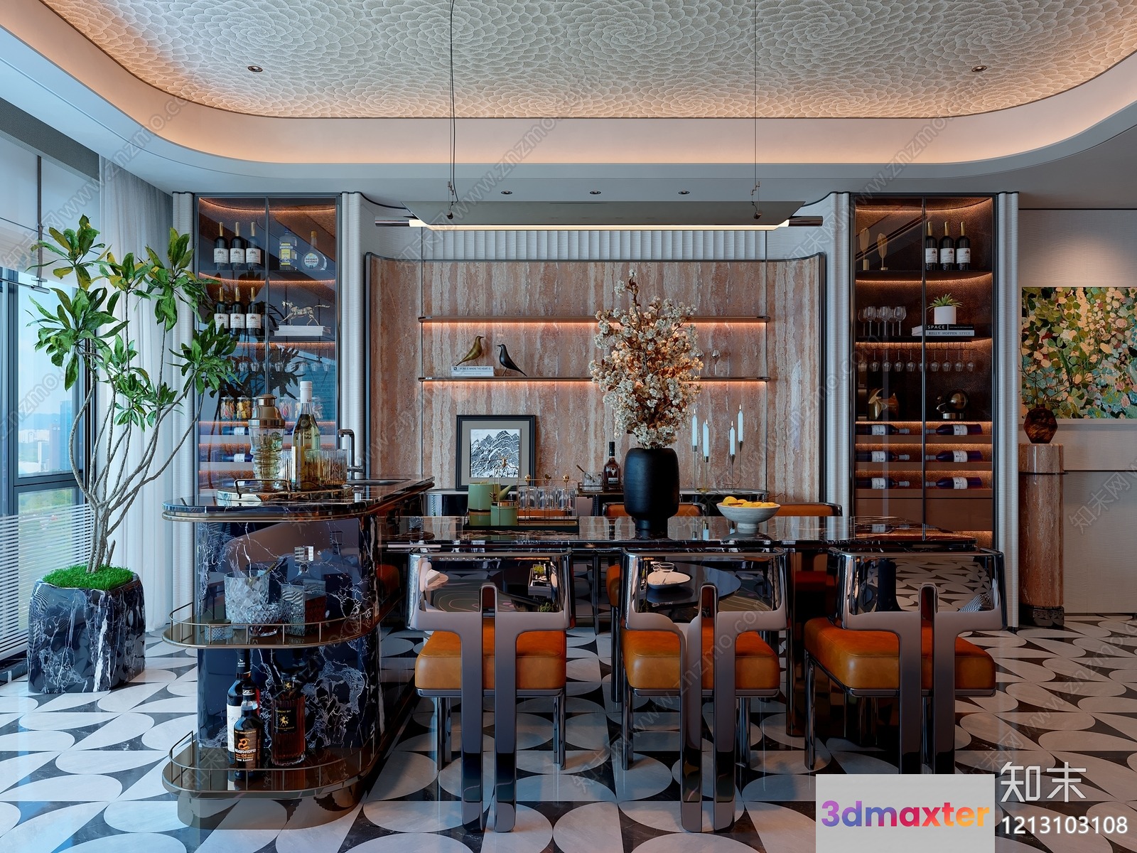 Modern Dining Room 3D Model - 7003 - VRAY Render