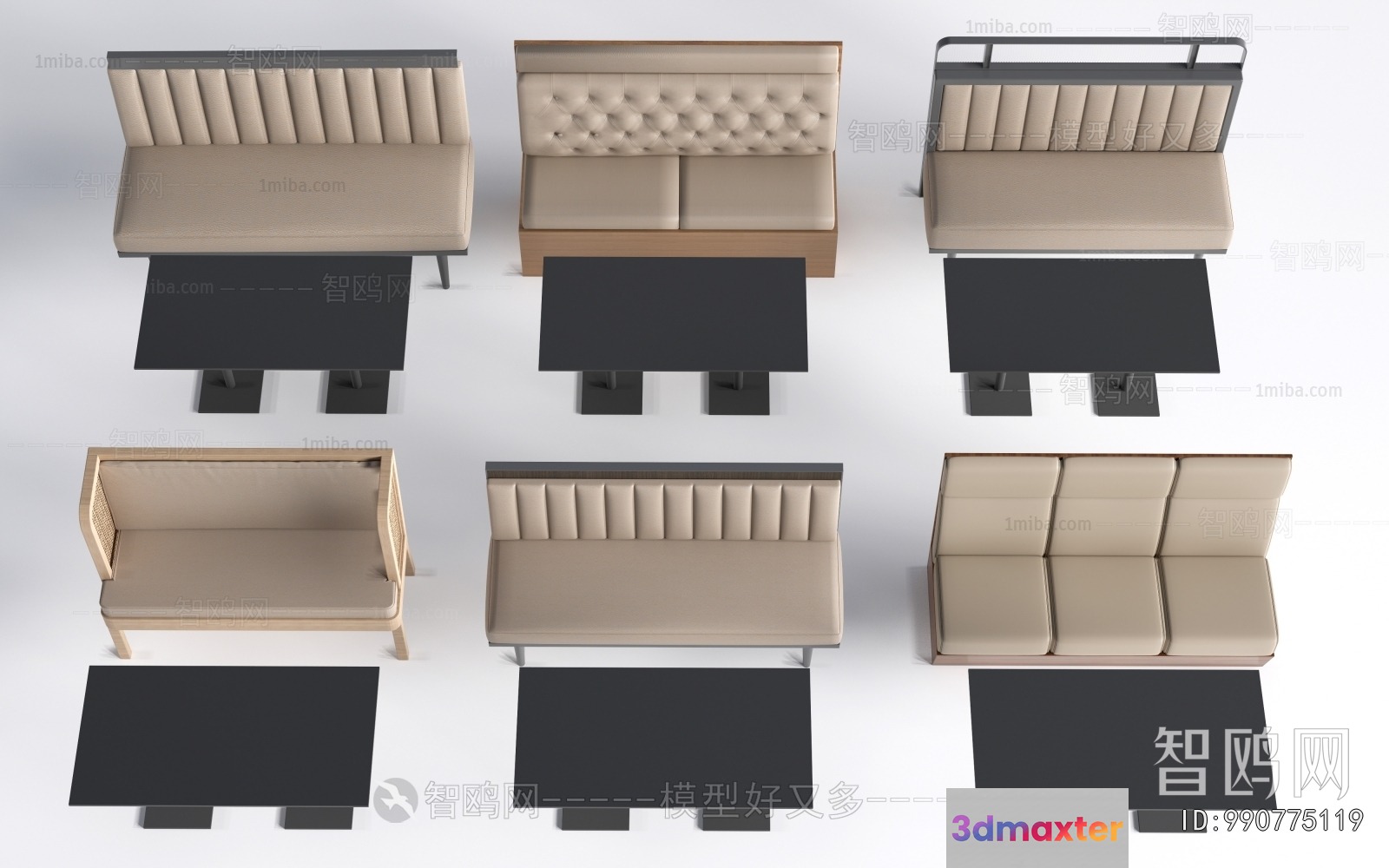 A Collection Of Beige Couches 3D Model - 18825 - VRAY Render
