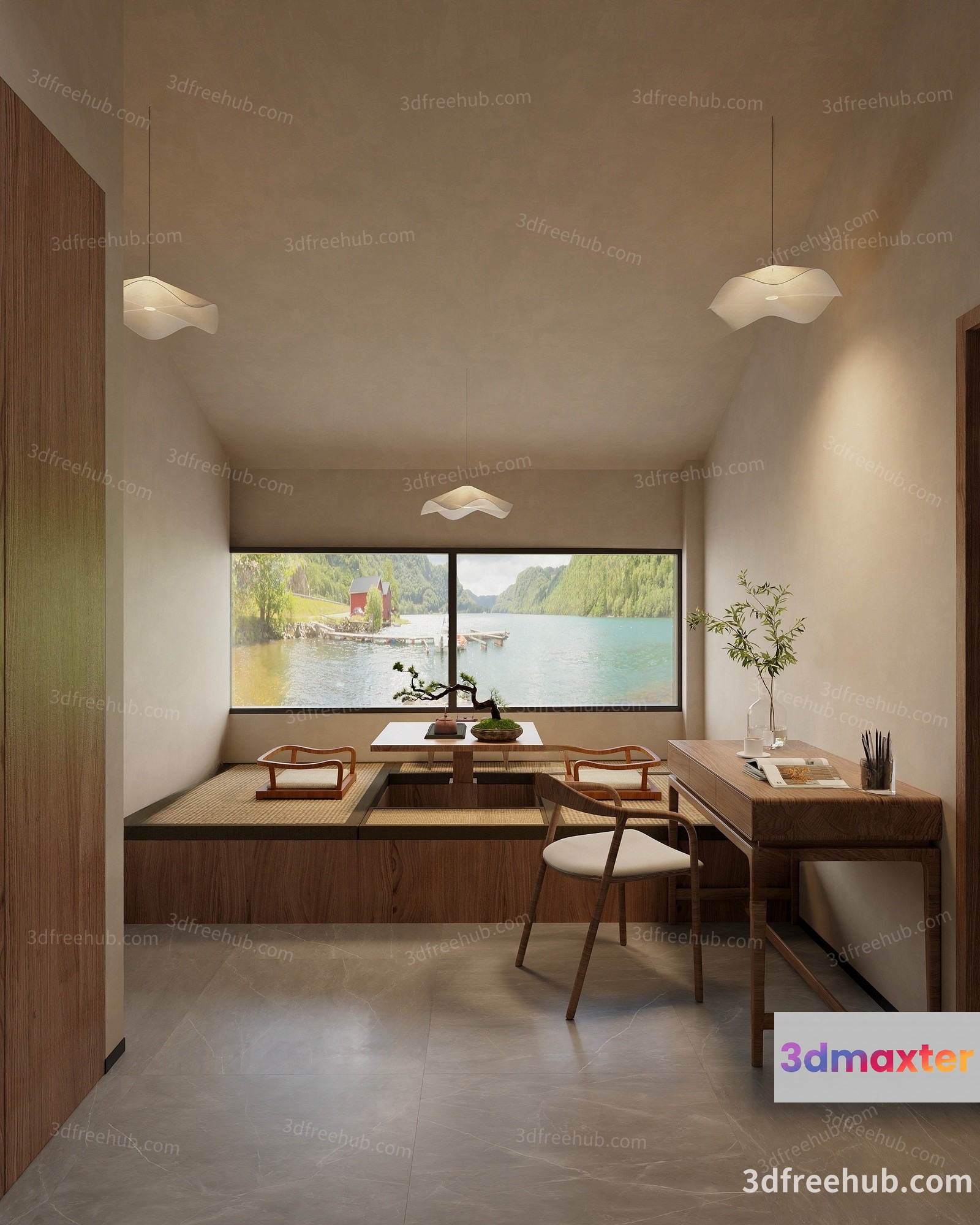 Modern Japanese-Style Office 3D Model - 22051 - VRAY Render