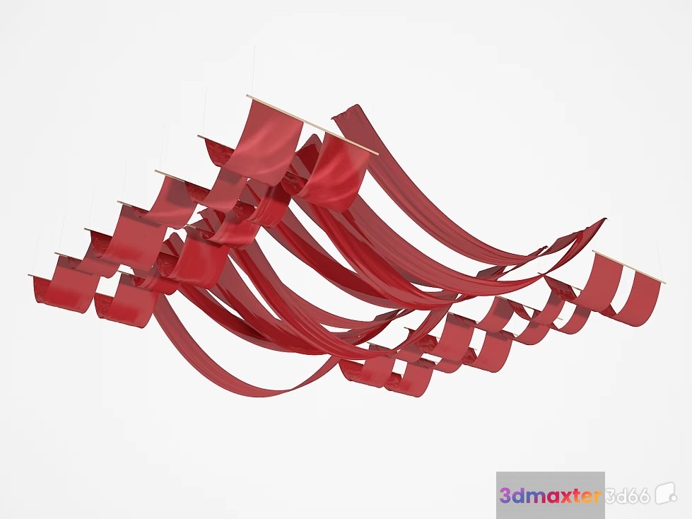 Red Flags On A String 3D Model - 23643 - VRAY Render