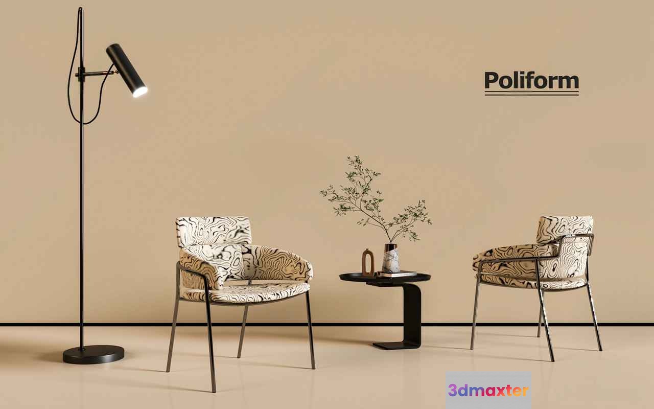 Modern Living Room 3D Model - 14741 - VRAY Render