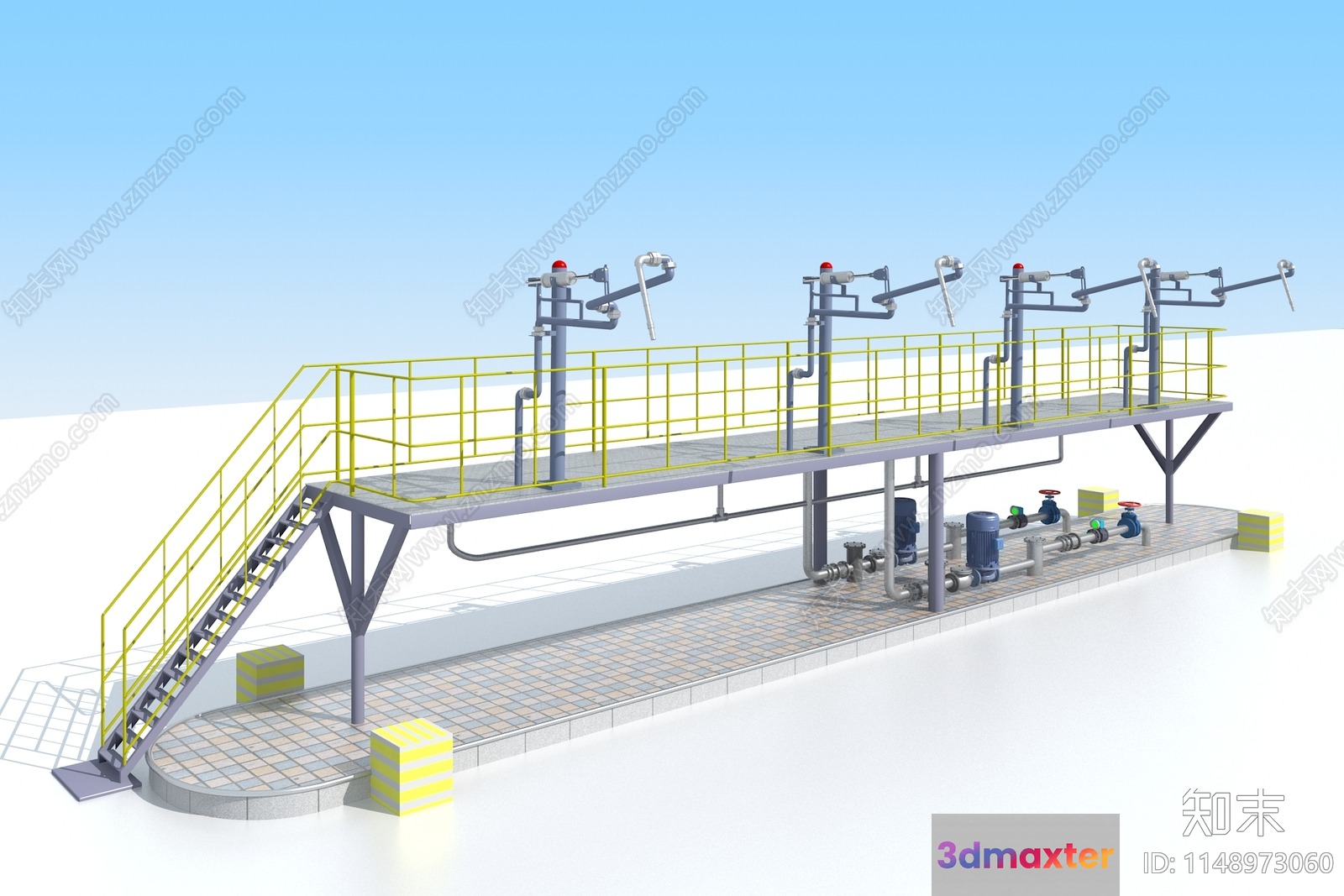 Industrial Piping System 3D Model - 6451 - VRAY Render