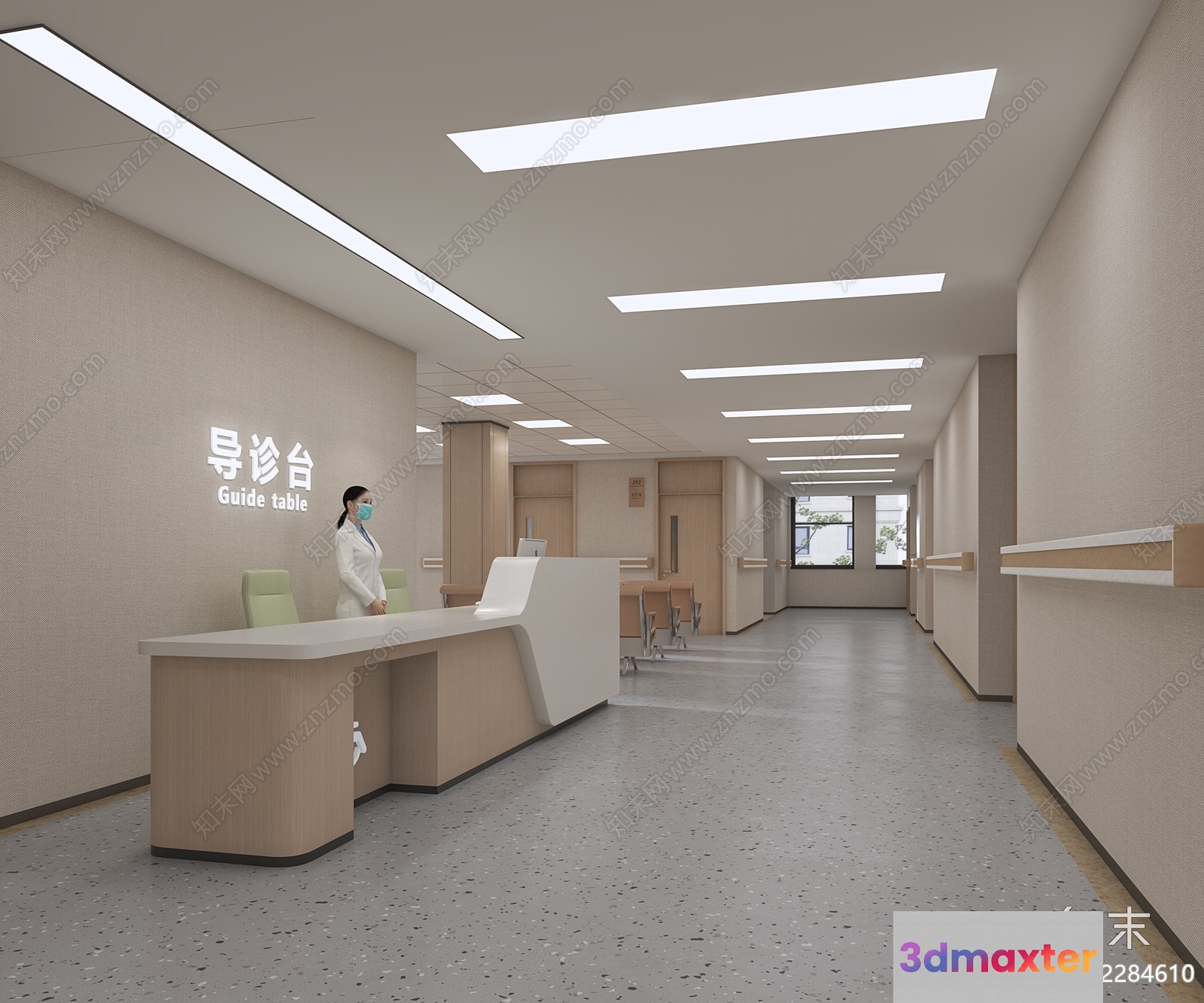 Modern Hospital Lobby 3D Model - 14912 - VRAY Render