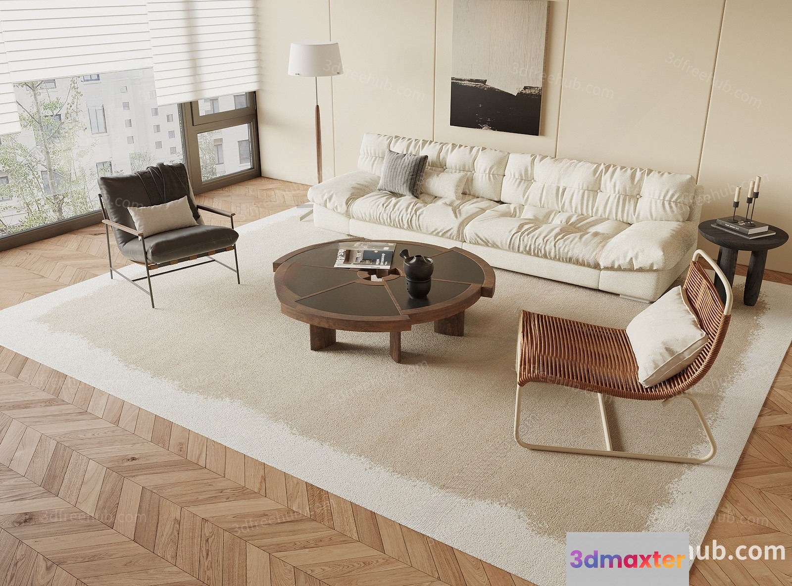 Modern Living Room 3D Model - 21612 - VRAY Render