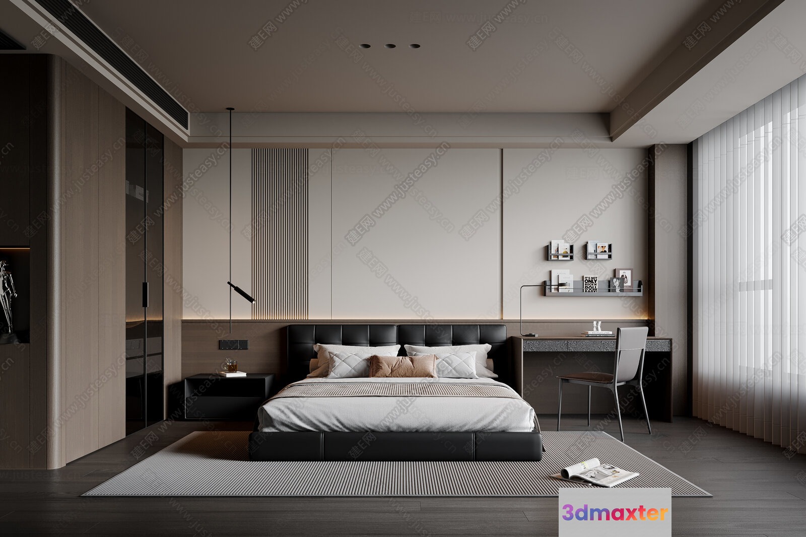 Modern Bedroom Design 3D Model - 9166 - VRAY Render