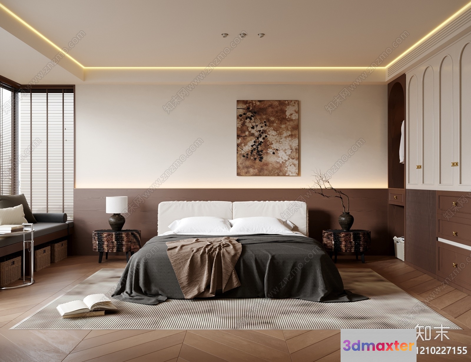 Cozy Modern Bedroom 3D Model - 19580 - VRAY Render