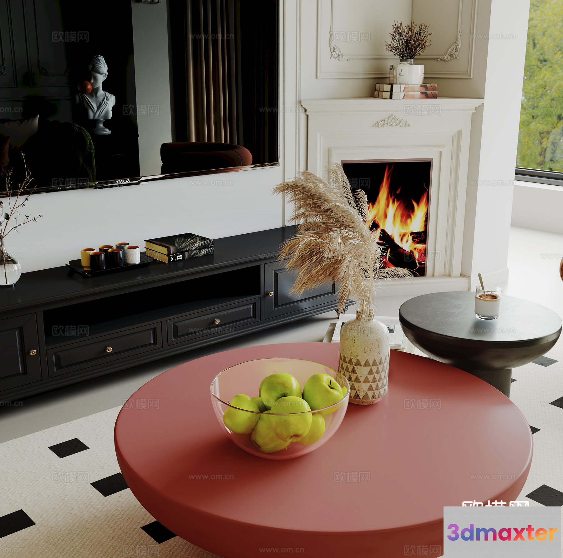 Modern Living Room 3D Model - 1244 - VRAY Render