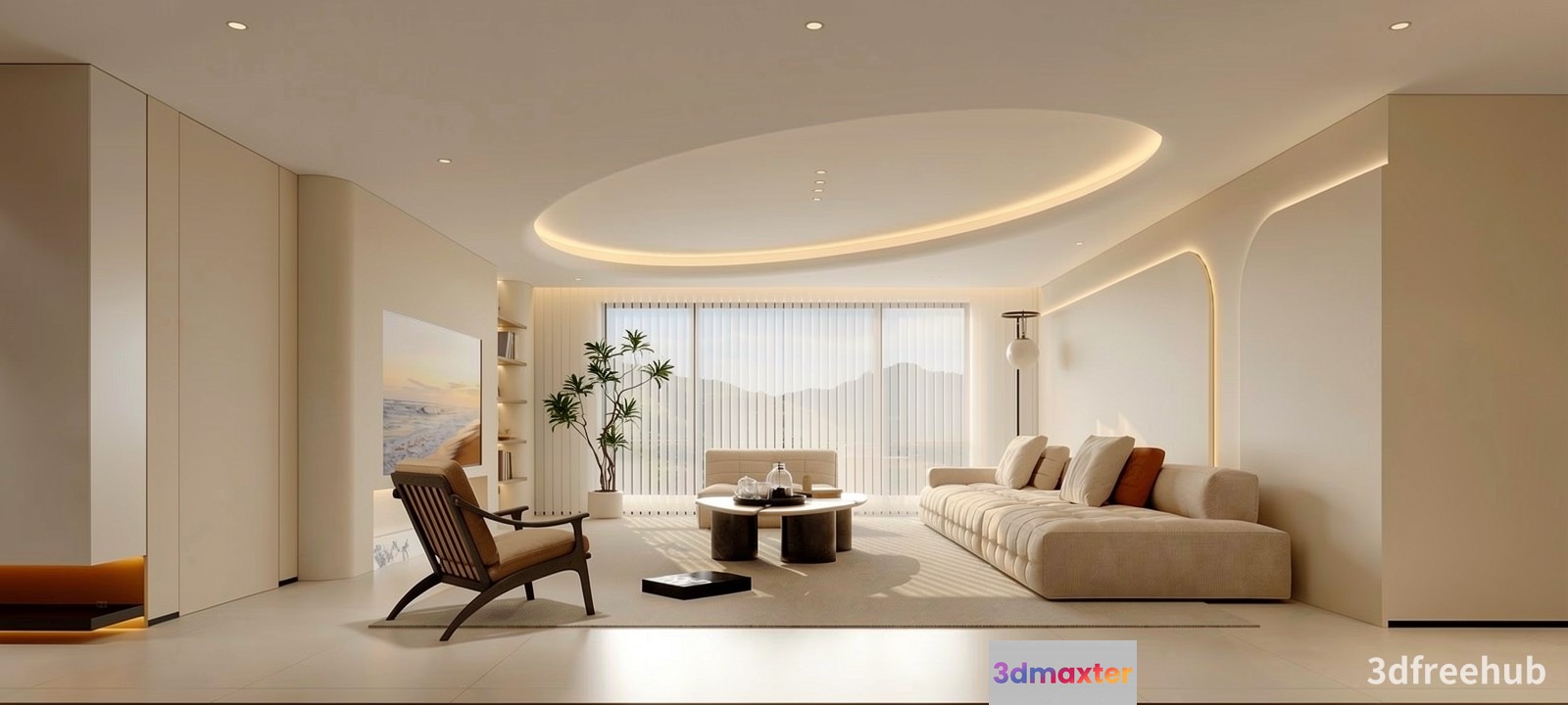 Modern Living Room 3D Model - 18966 - VRAY Render