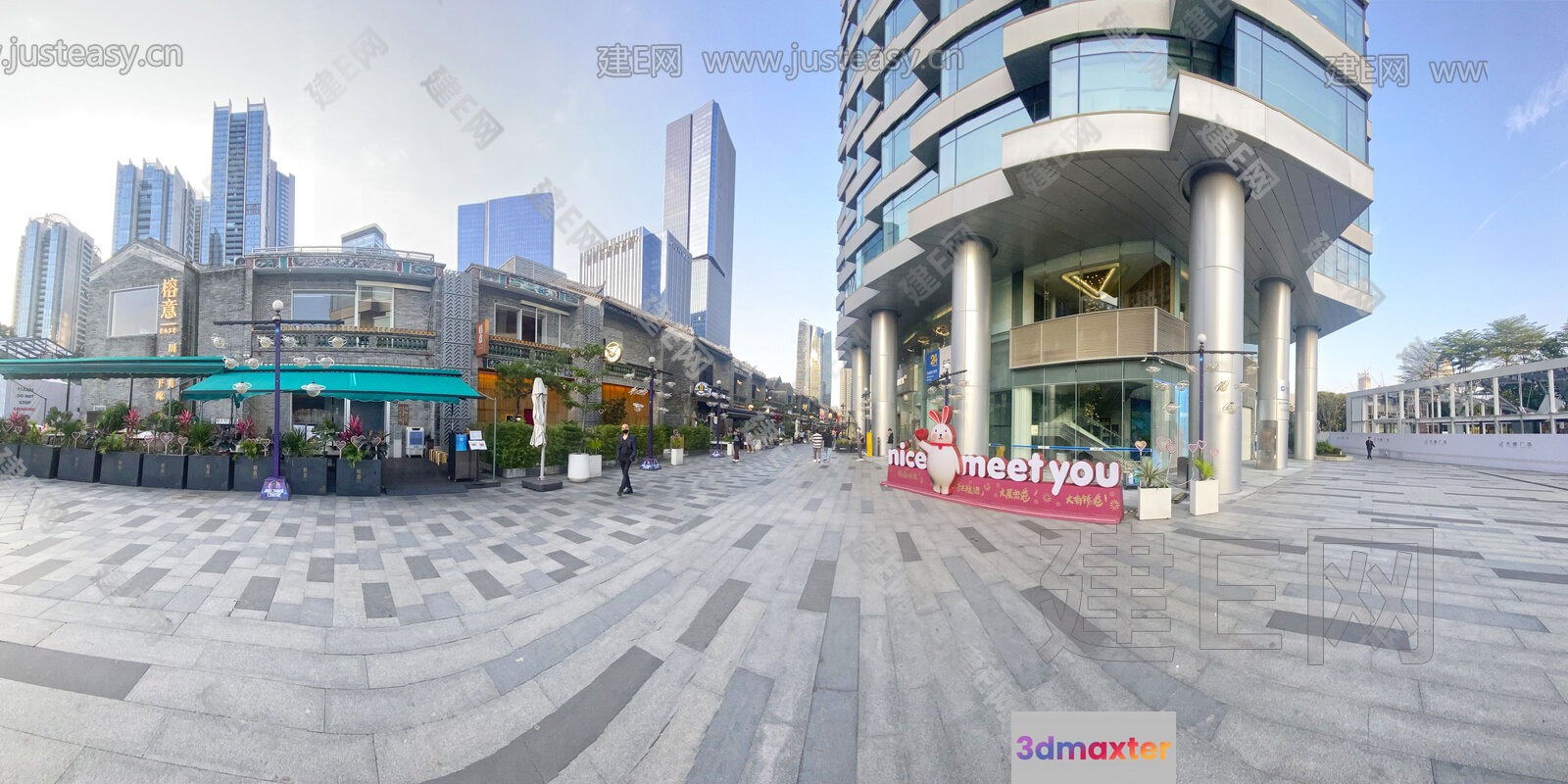 The Single Main Subject Is A City Street With A Modern Building And A Sign 3D Model - 18349 - VRAY Render