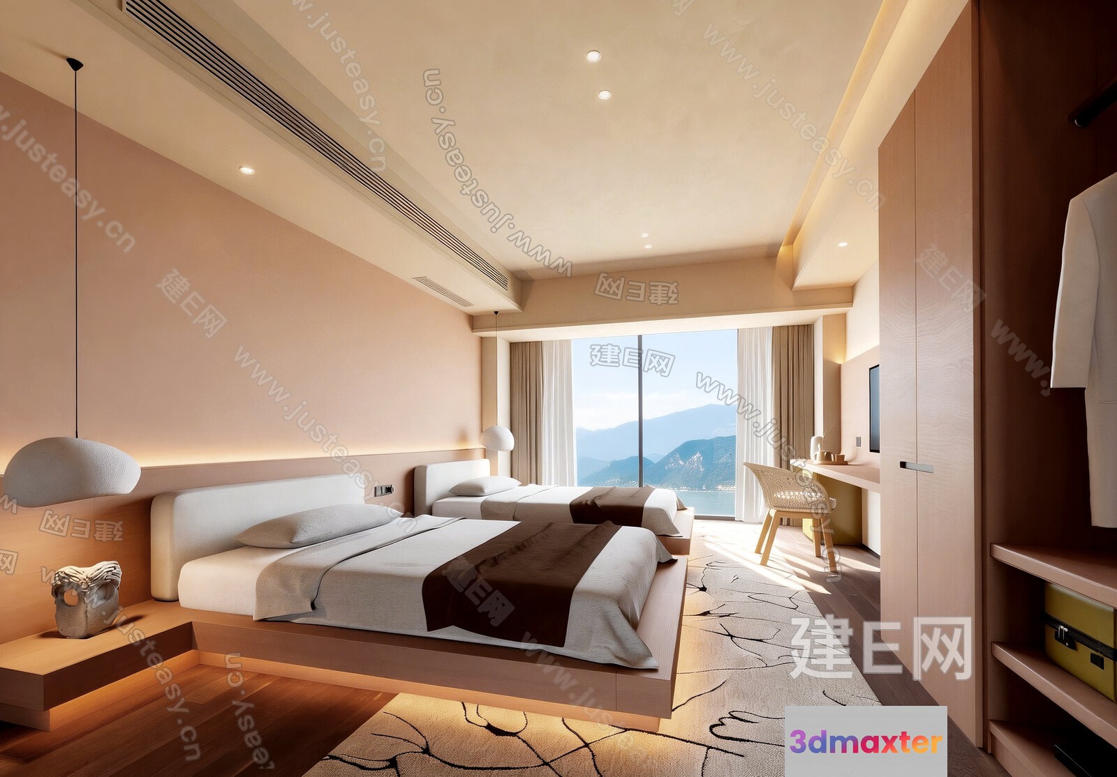 Pink Bedroom 3D Model - 1593 - VRAY Render