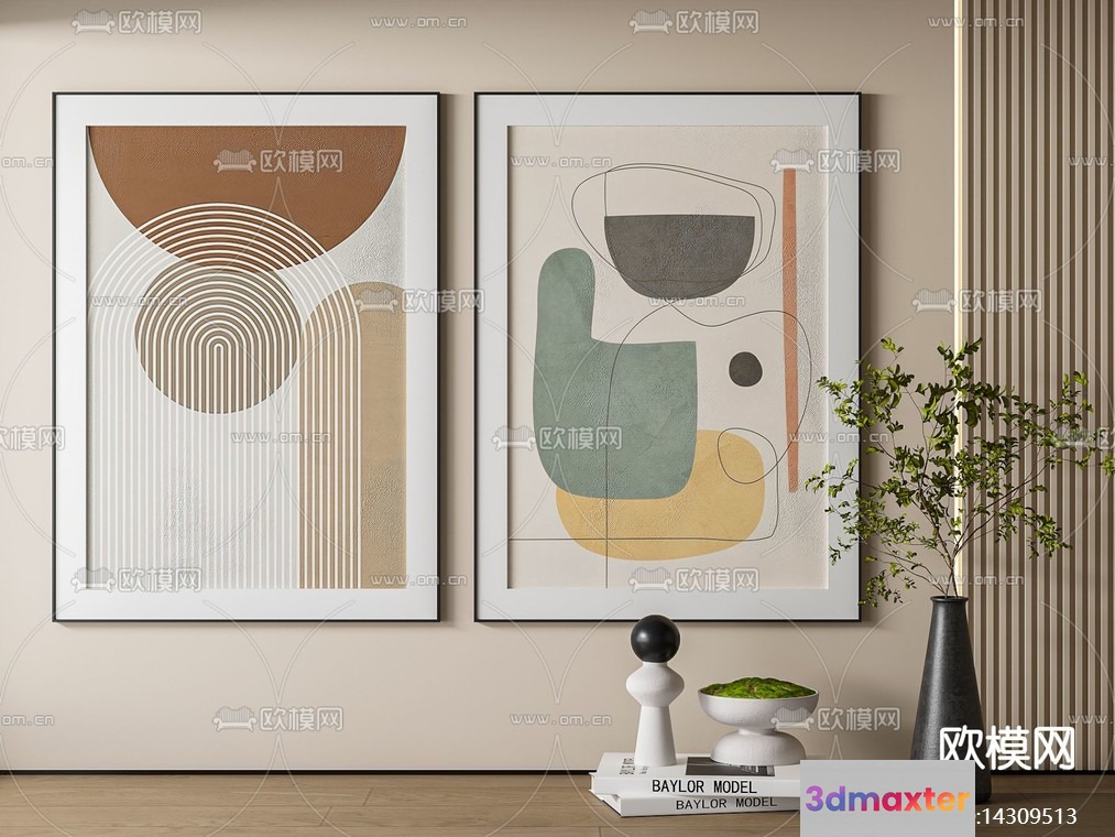 Modern Art Decor 3D Model - 3739 - VRAY Render