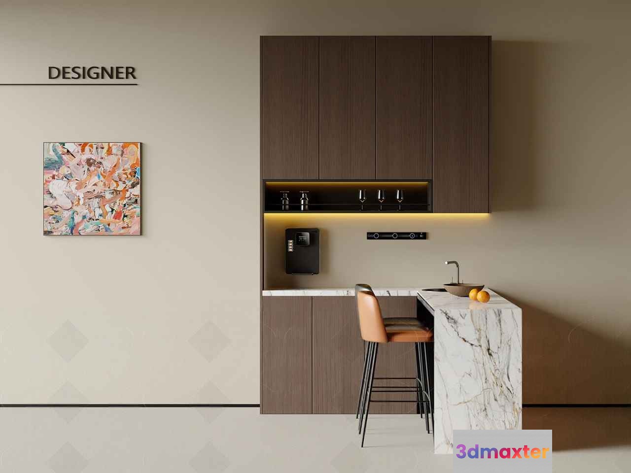 Modern Kitchen Design 3D Model - 15227 - VRAY Render