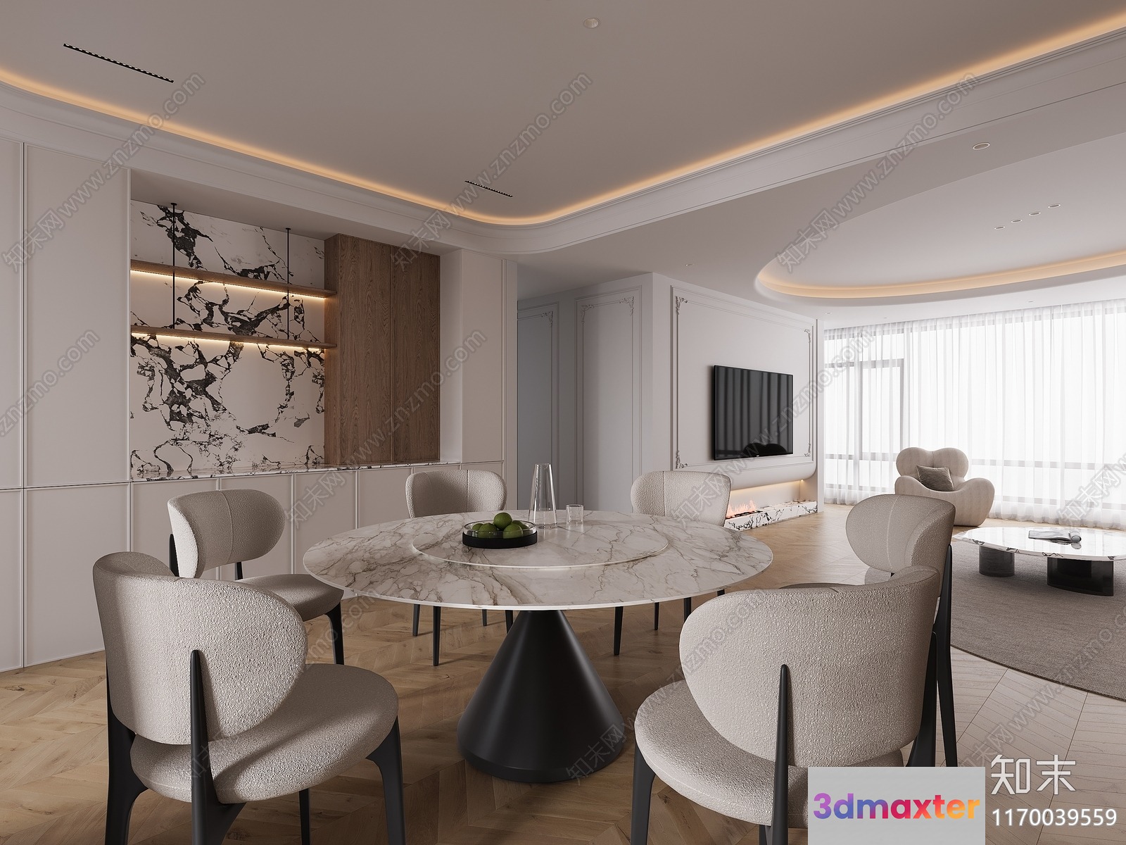 Modern Living Room 3D Model - 10547 - VRAY Render