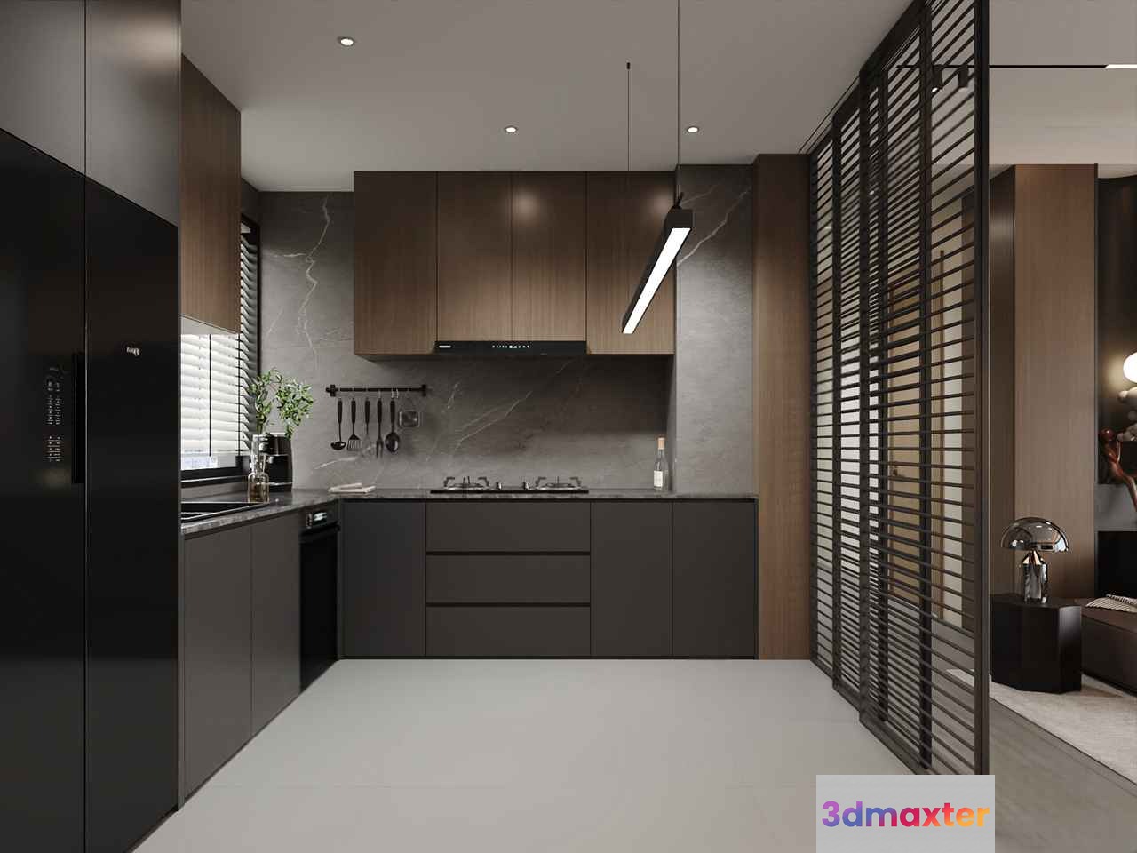 Modern Kitchen Design 3D Model - 16620 - VRAY Render