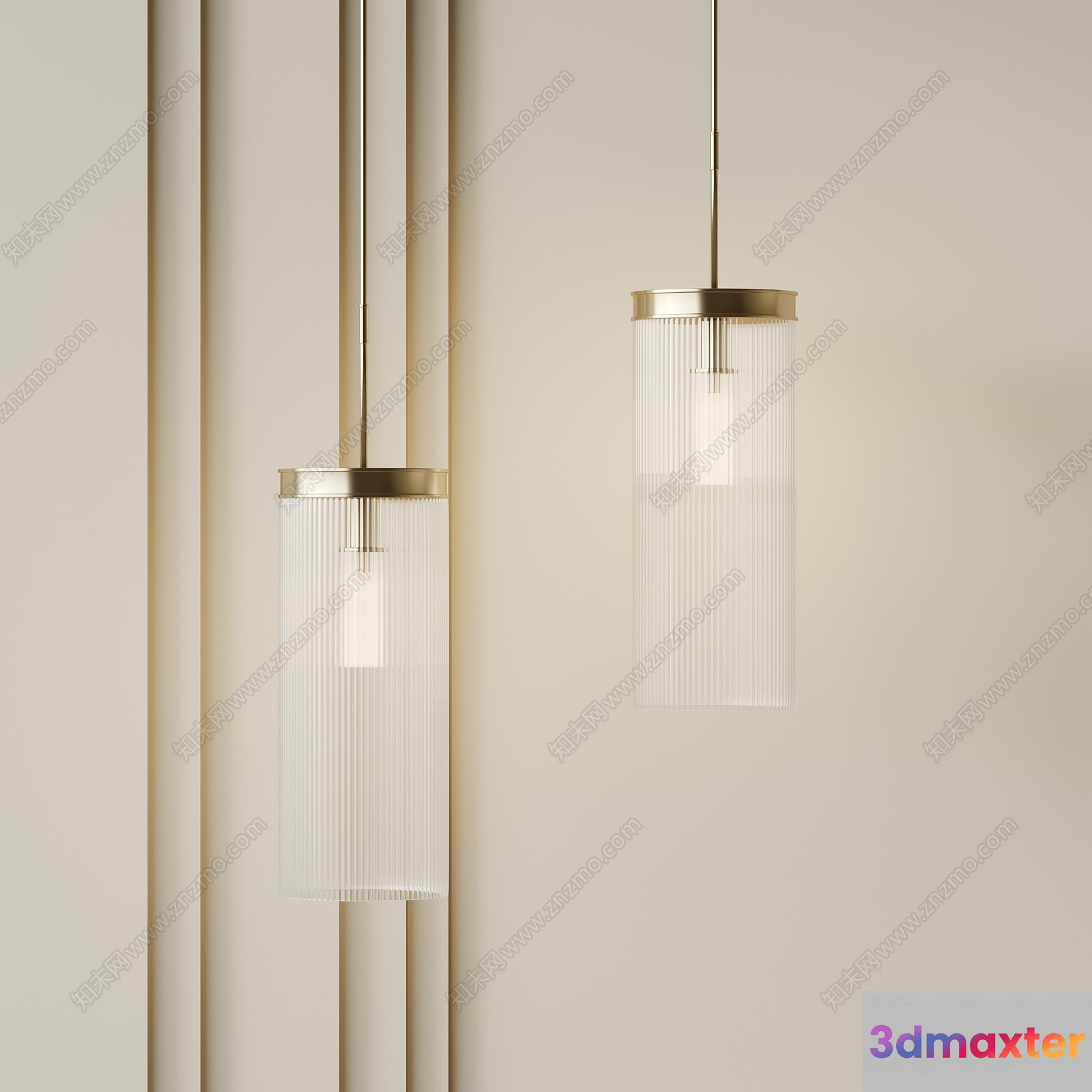 Gold Light Fixture 3D Model - 15103 - VRAY Render