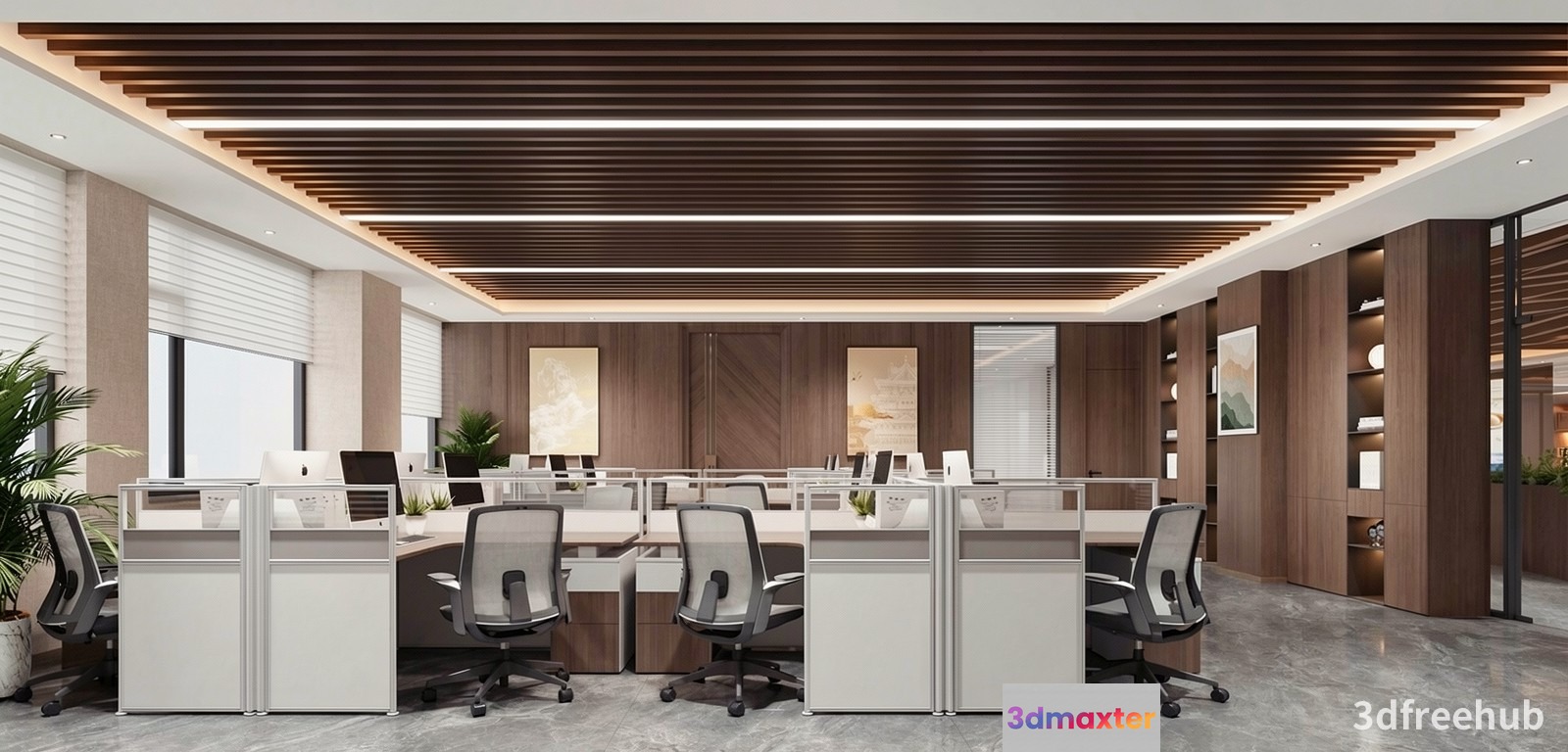 Modern Office Space 3D Model - 20130 - VRAY Render