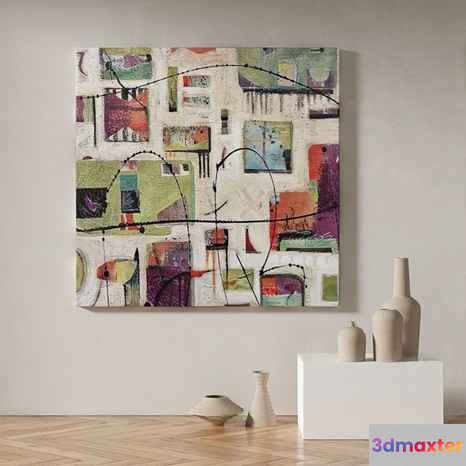 Modern Abstract Painting 3D Model - 19097 - VRAY Render