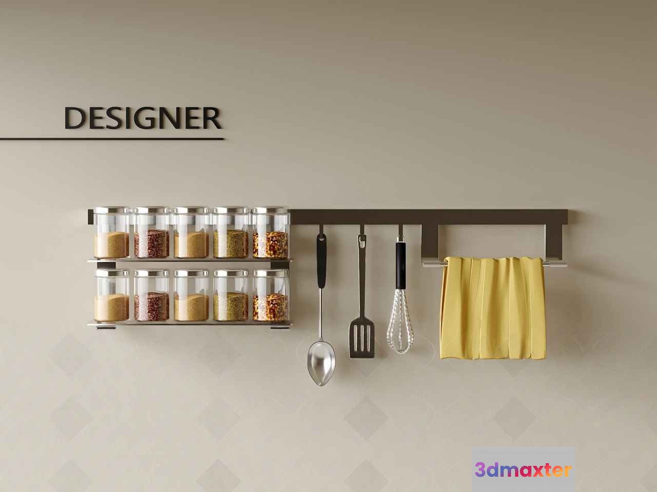 Kitchen Storage And Utensils 3D Model - 3039 - CORONA Render