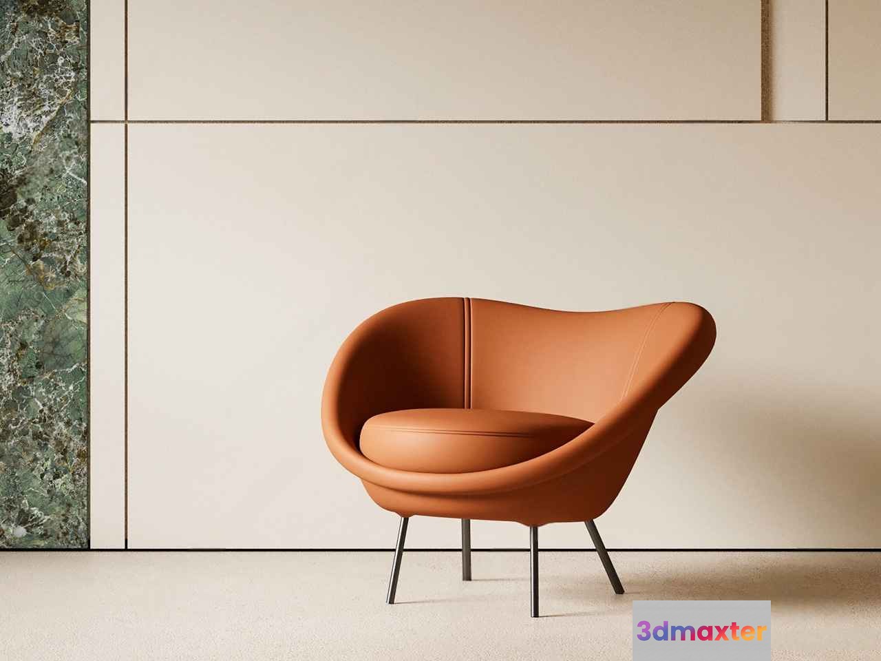 A Modern Tan Leather Chair 3D Model - 951 - CORONA Render