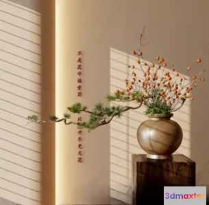 A Vase With Flowers 3D Model - 2156 - VRAY Render