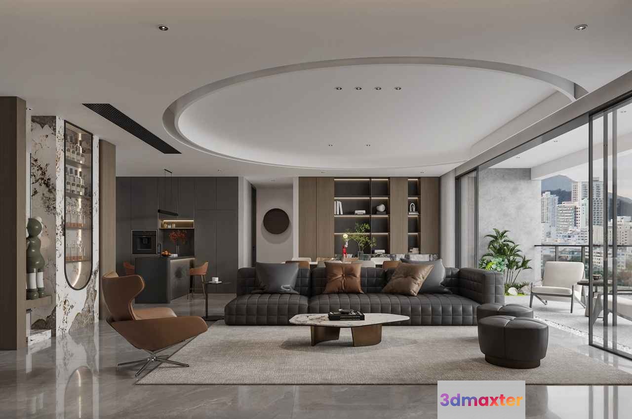 Modern Living Room 3D Model - 12868 - CORONA Render