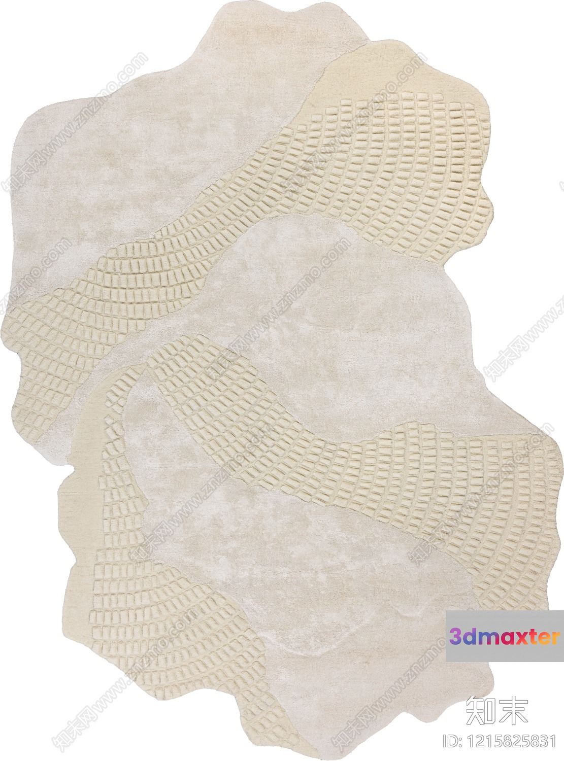 A Beige Rug With A Wavy Design 3D Model - 13133 - VRAY Render