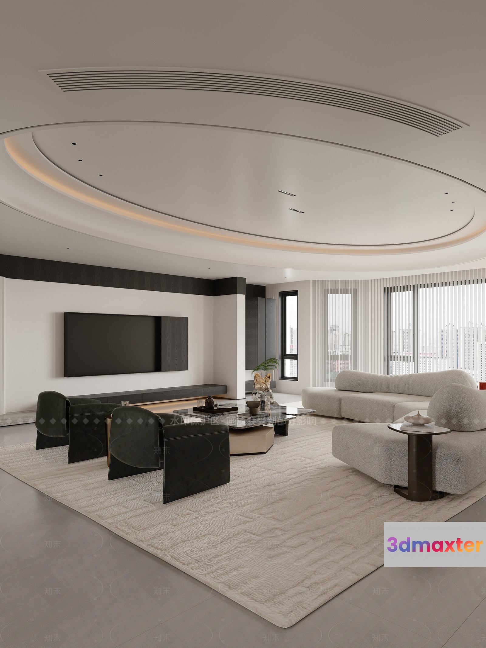 Modern Living Room 3D Model - 17502 - CORONA Render