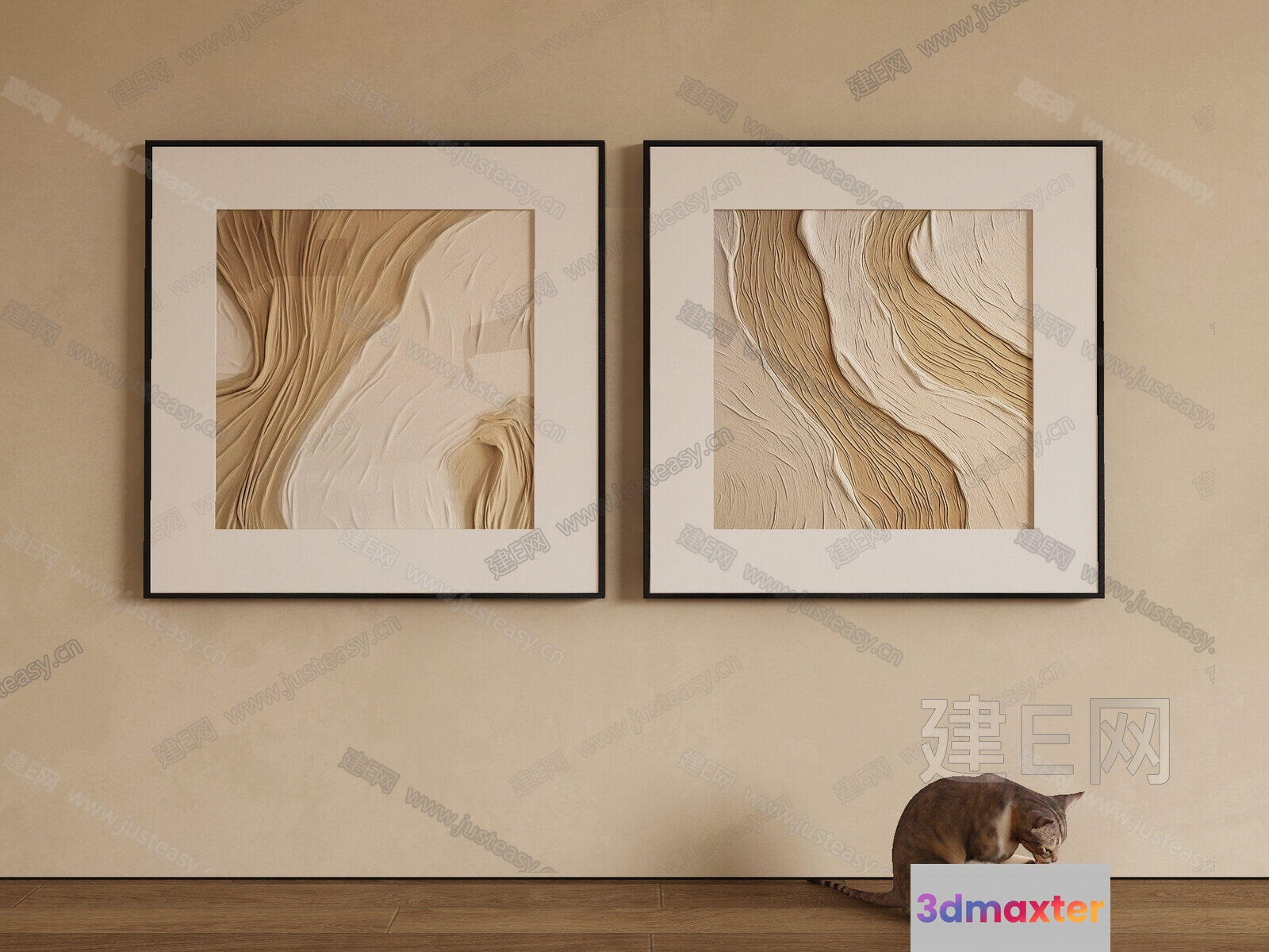 Artwork And A Cat 3D Model - 9176 - VRAY Render