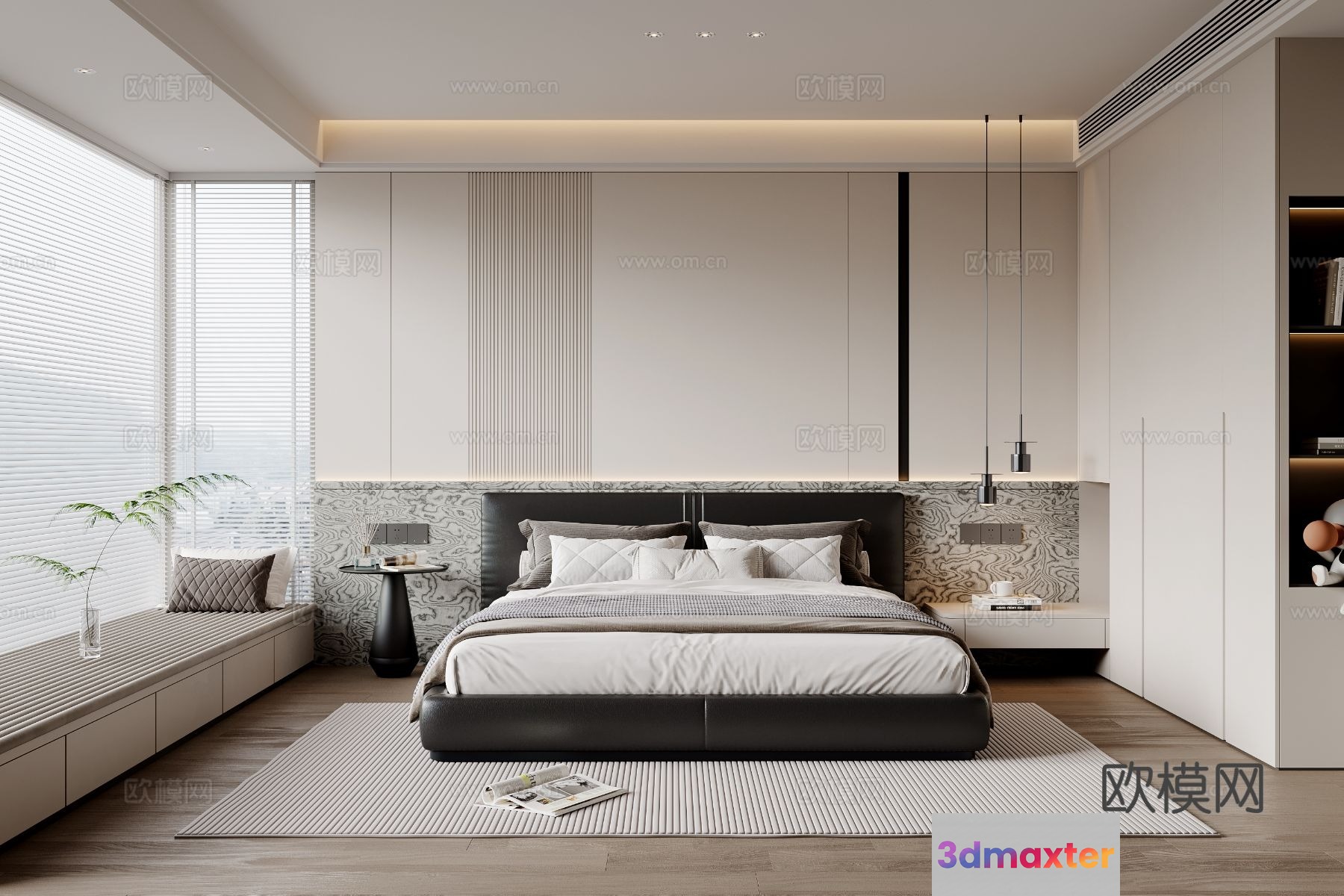 Modern Minimalist Bedroom 3D Model - 9801 - VRAY Render