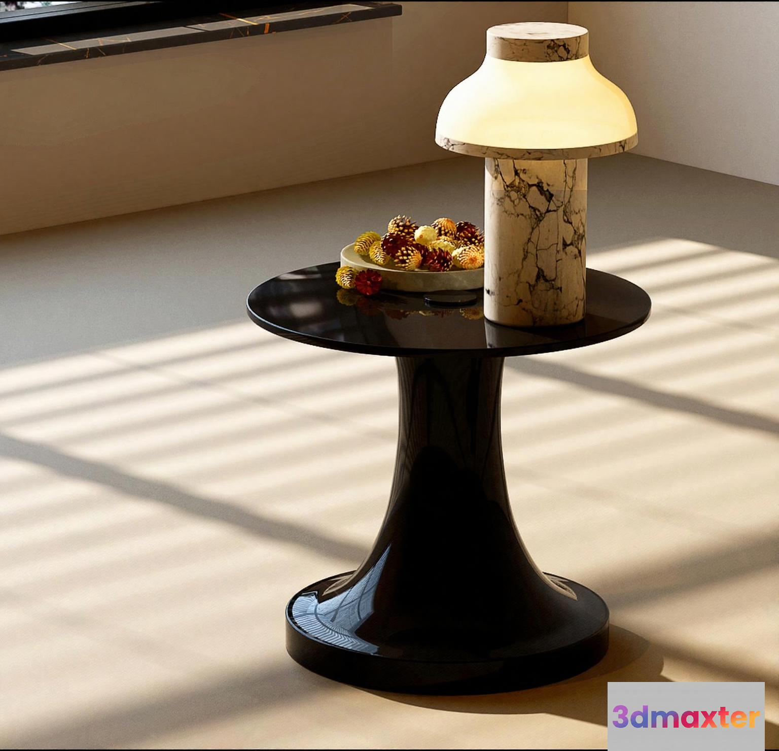 Modern Black Side Table 3D Model - 7569 - VRAY Render