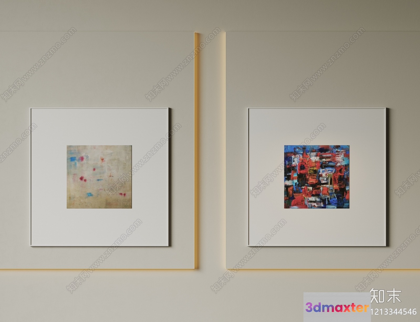 Two Abstract Paintings 3D Model - 4804 - VRAY Render
