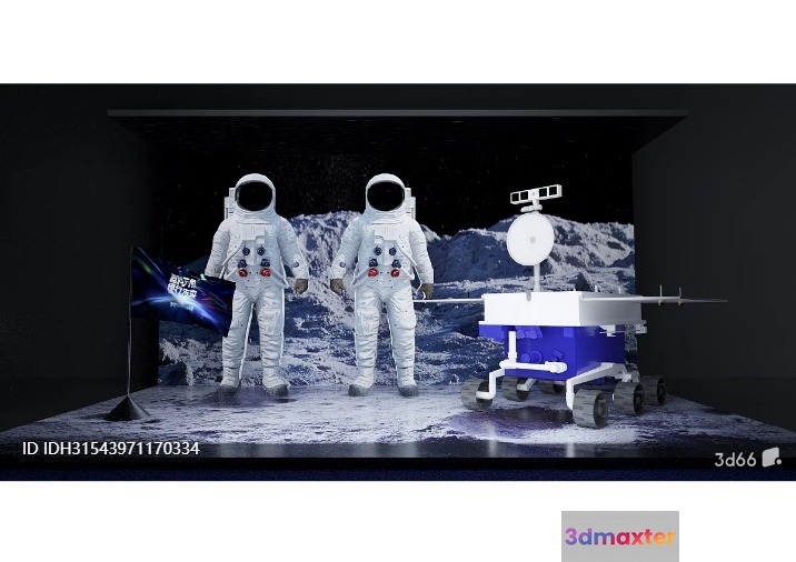 Astronauts On The Moon 3D Model - 6467 - VRAY Render