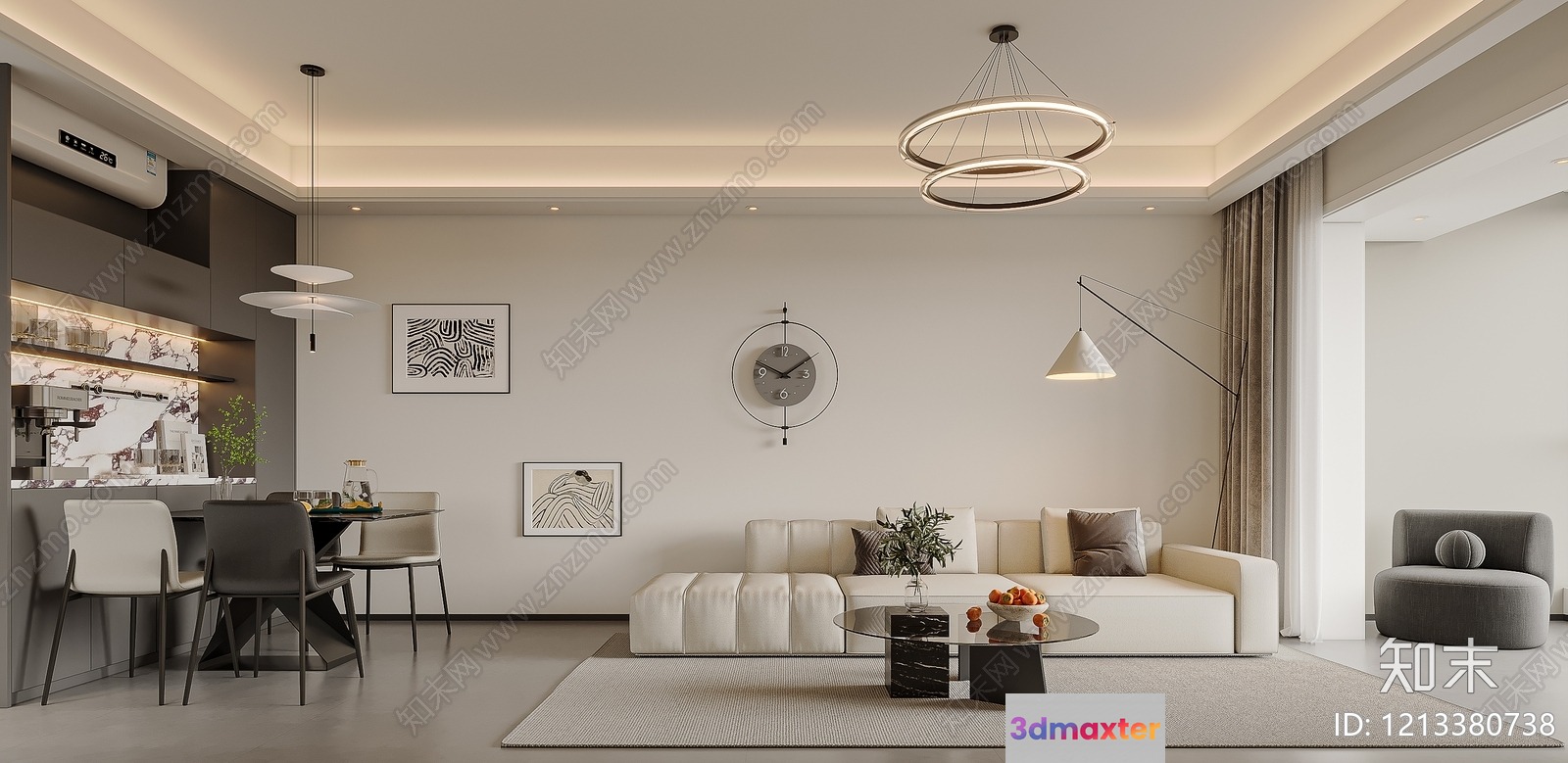 Modern Living Room 3D Model - 8017 - VRAY Render