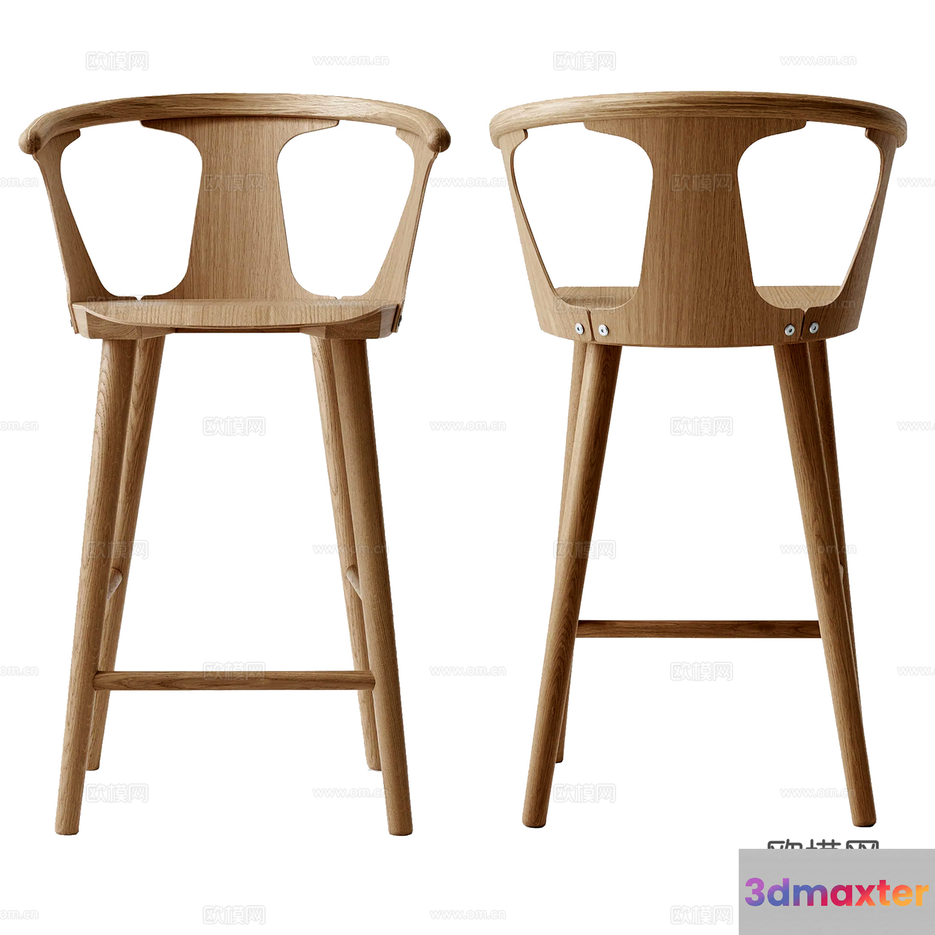 Wooden Bar Stool 3D Model - 16338 - VRAY Render