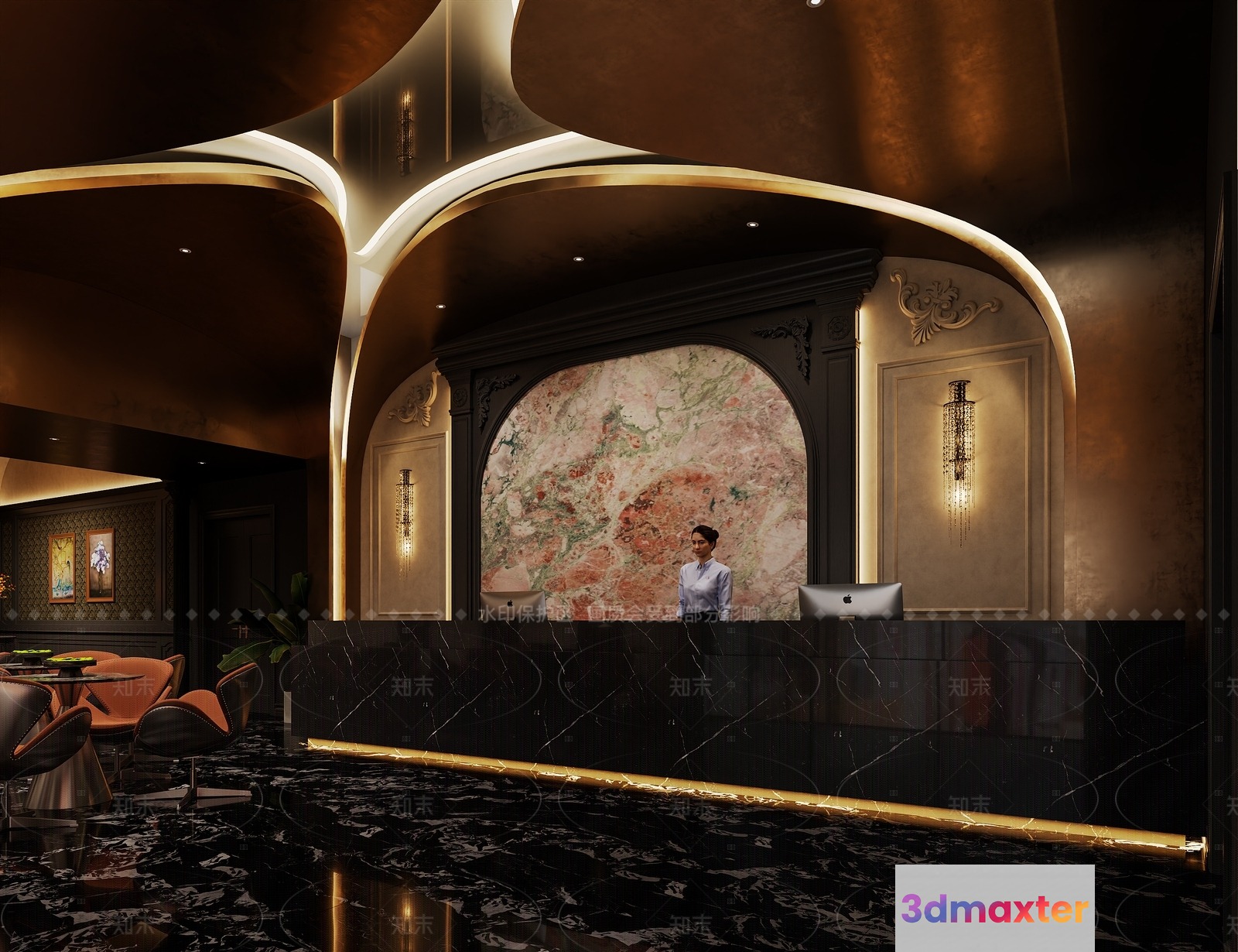 A Hotel Reception Desk 3D Model - 4155 - VRAY Render