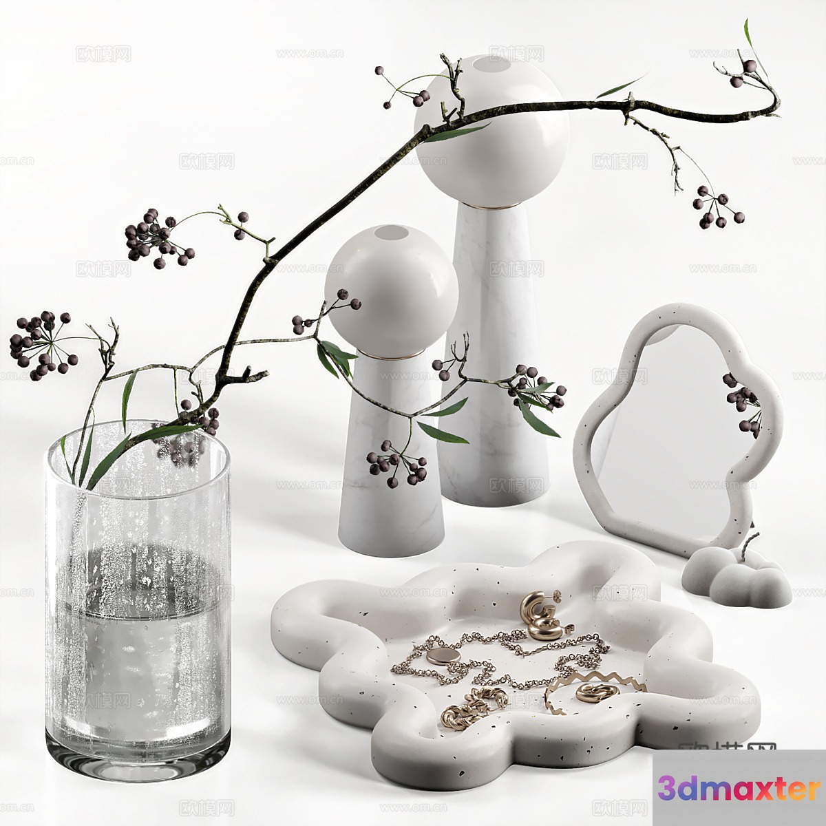 Modern White Decorative Items 3D Model - 20019 - CORONA Render