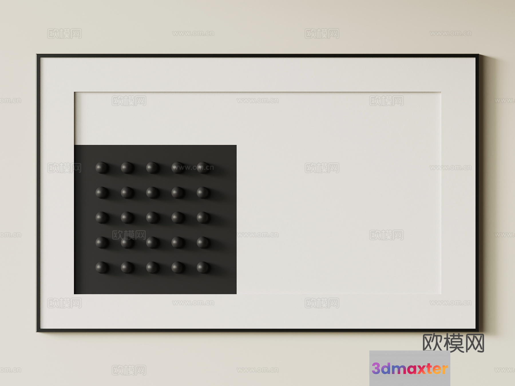 A Black And White Abstract Art Piece 3D Model - 8843 - VRAY Render