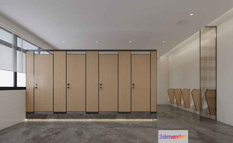 Light Brown Bathroom Stalls 3D Model - 19732 - CORONA Render