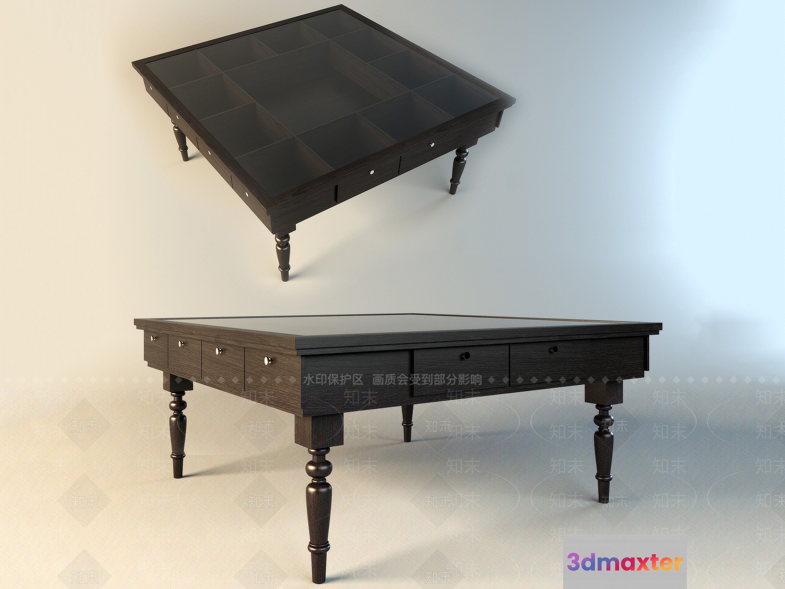 A Dark Brown Table 3D Model - 2283 - VRAY Render