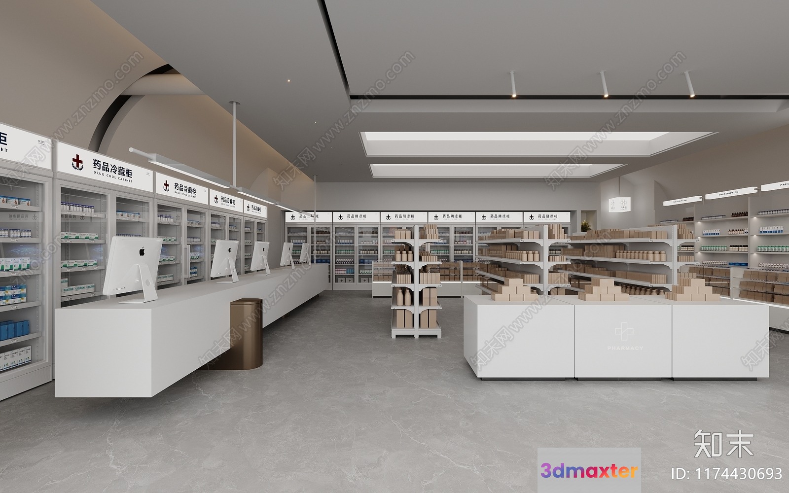 Modern Pharmacy Interior 3D Model - 9834 - VRAY Render