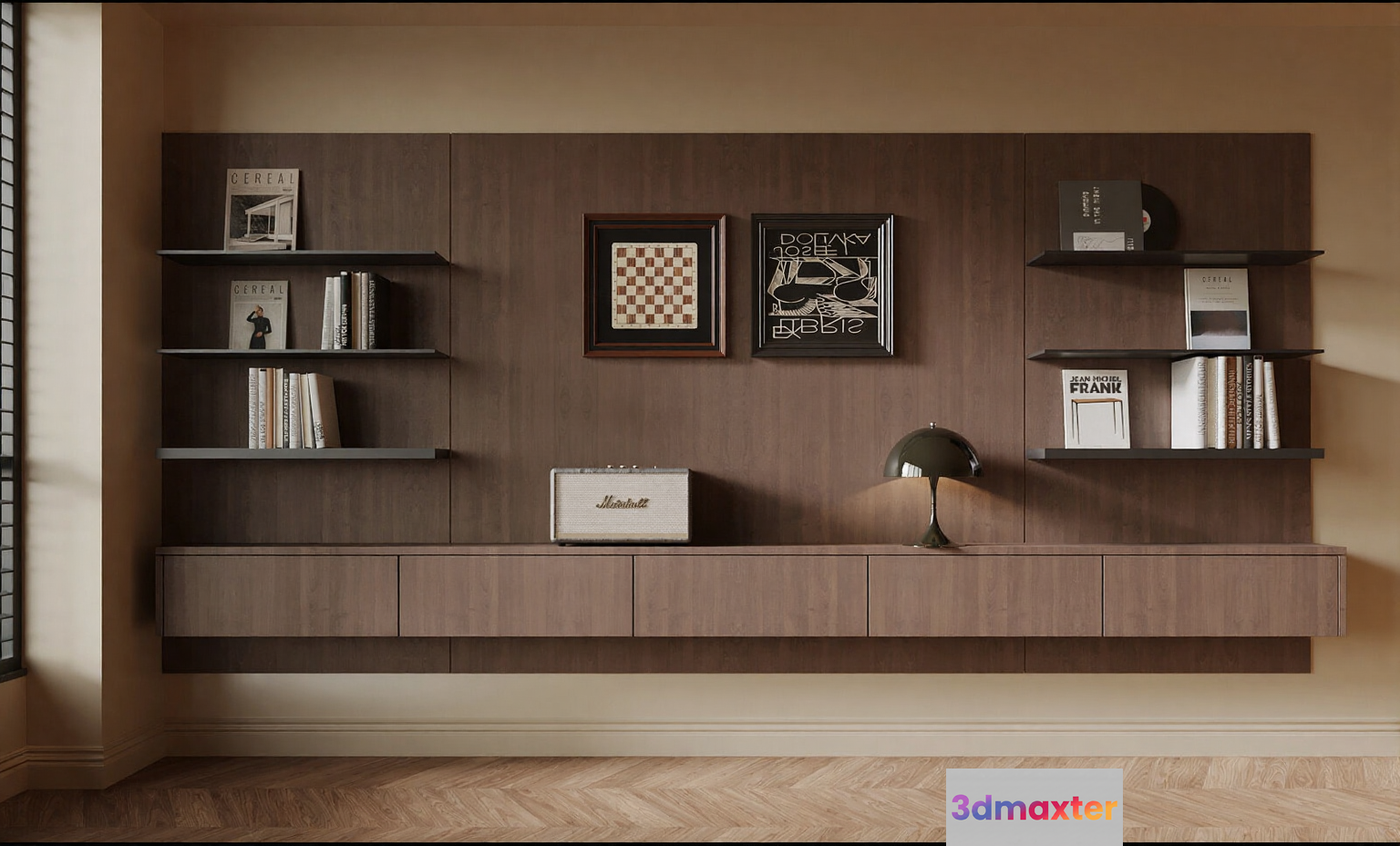 Modern Wooden Shelving 3D Model - 4049 - VRAY Render