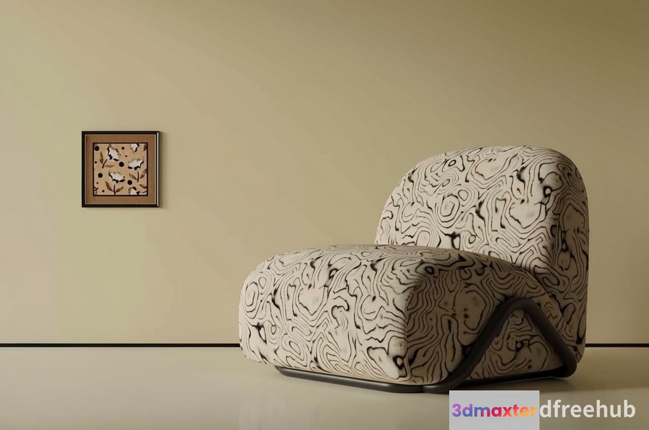 A Chair With A Topographic Map Pattern 3D Model - 19389 - VRAY Render
