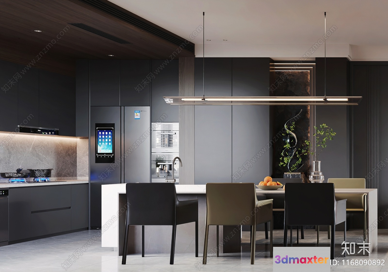 Modern Kitchen Space 3D Model - 10135 - VRAY Render