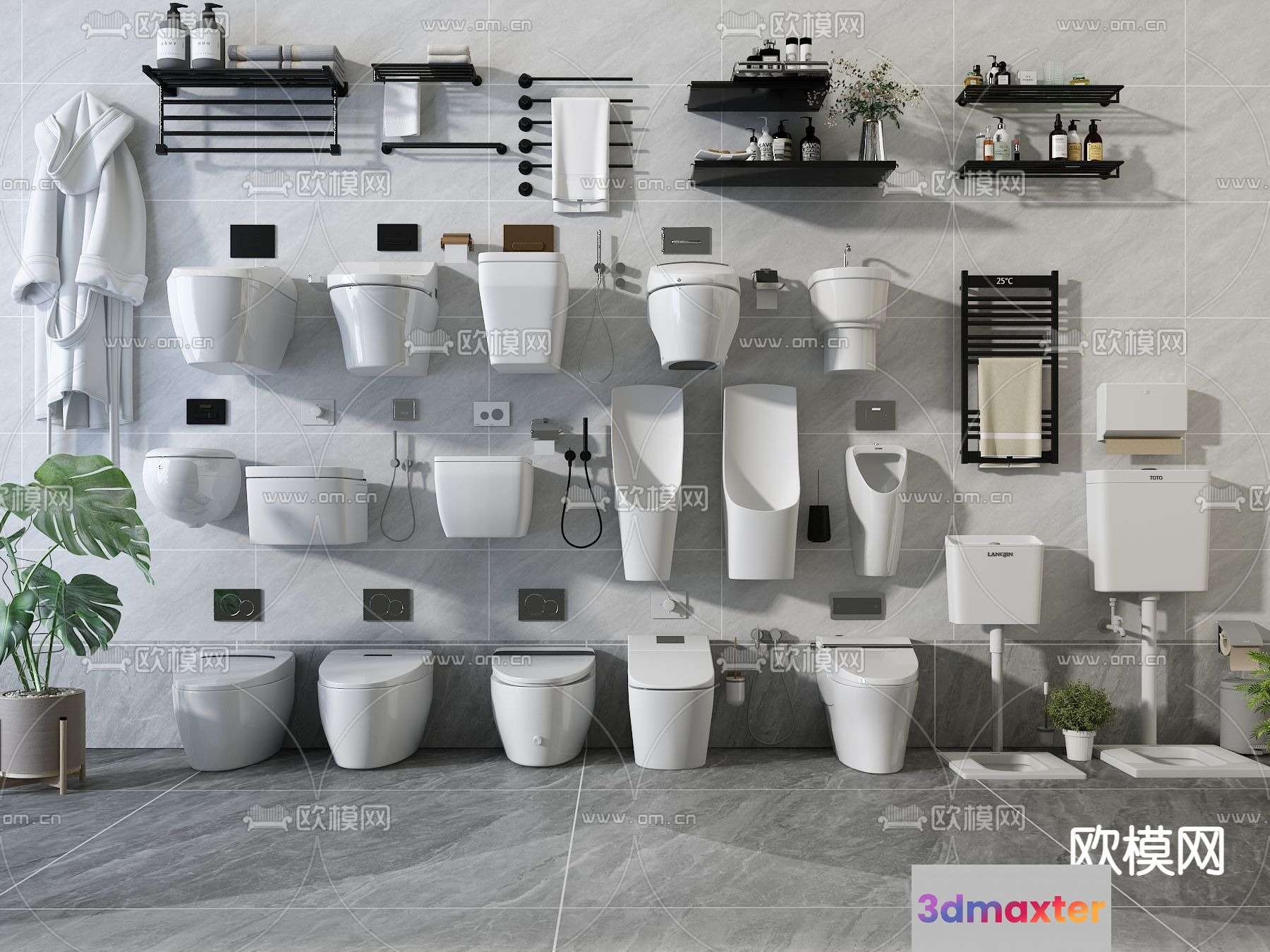 Modern Bathroom Fixtures 3D Model - 724 - VRAY Render