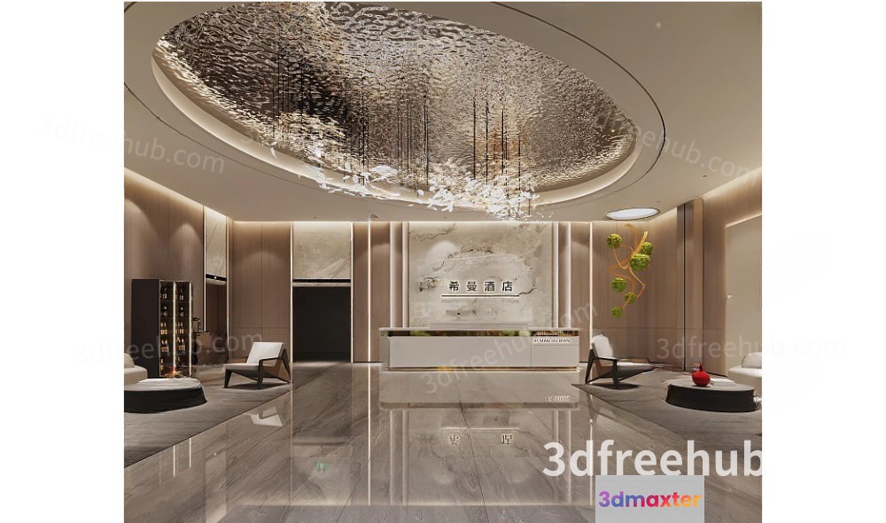 Modern Reception Area 3D Model - 18769 - VRAY Render