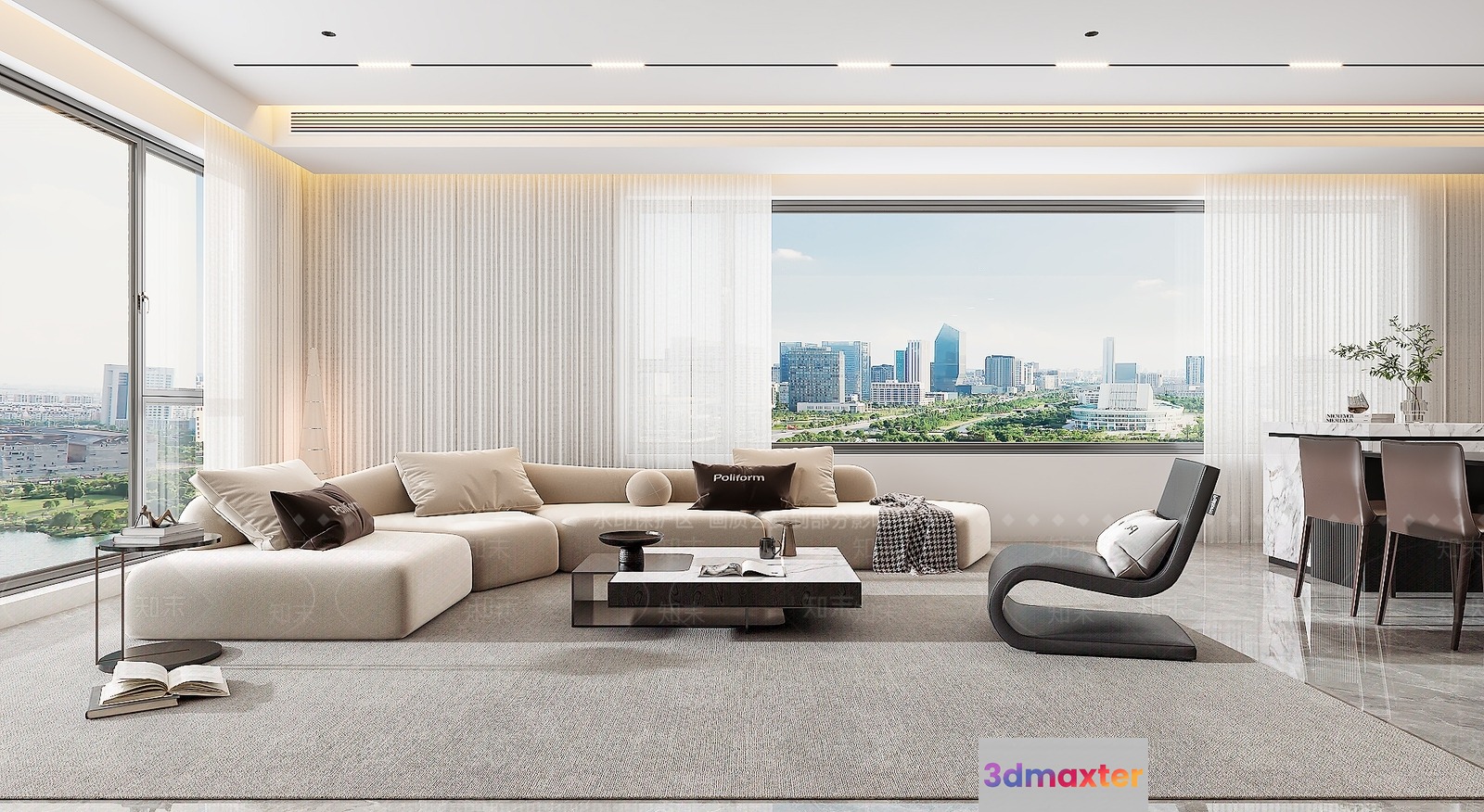 Modern Living Room 3D Model - 18036 - VRAY Render