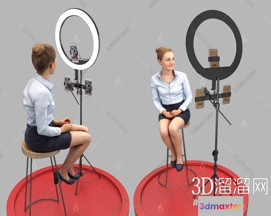 A Woman Sitting On A Stool 3D Model - 9196 - VRAY Render