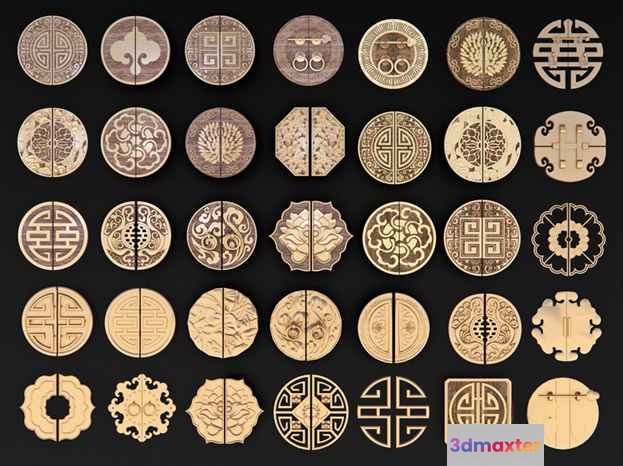 Asian-Style Wooden Designs 3D Model - 12018 - CORONA Render