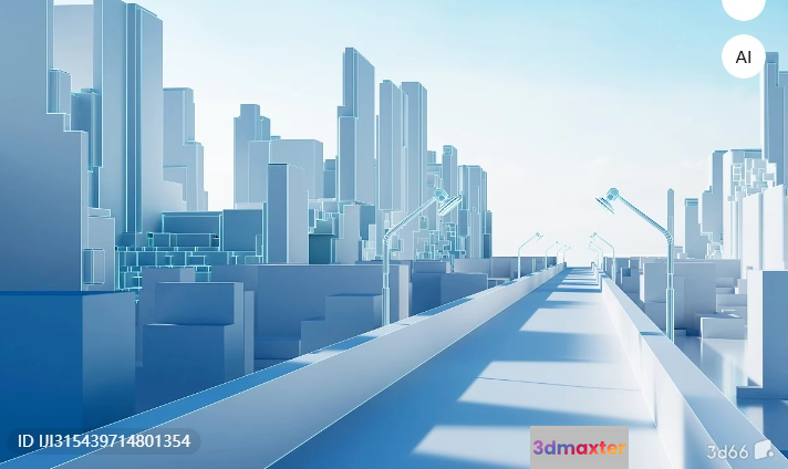 A Futuristic Cityscape 3D Model - 3681 - VRAY Render
