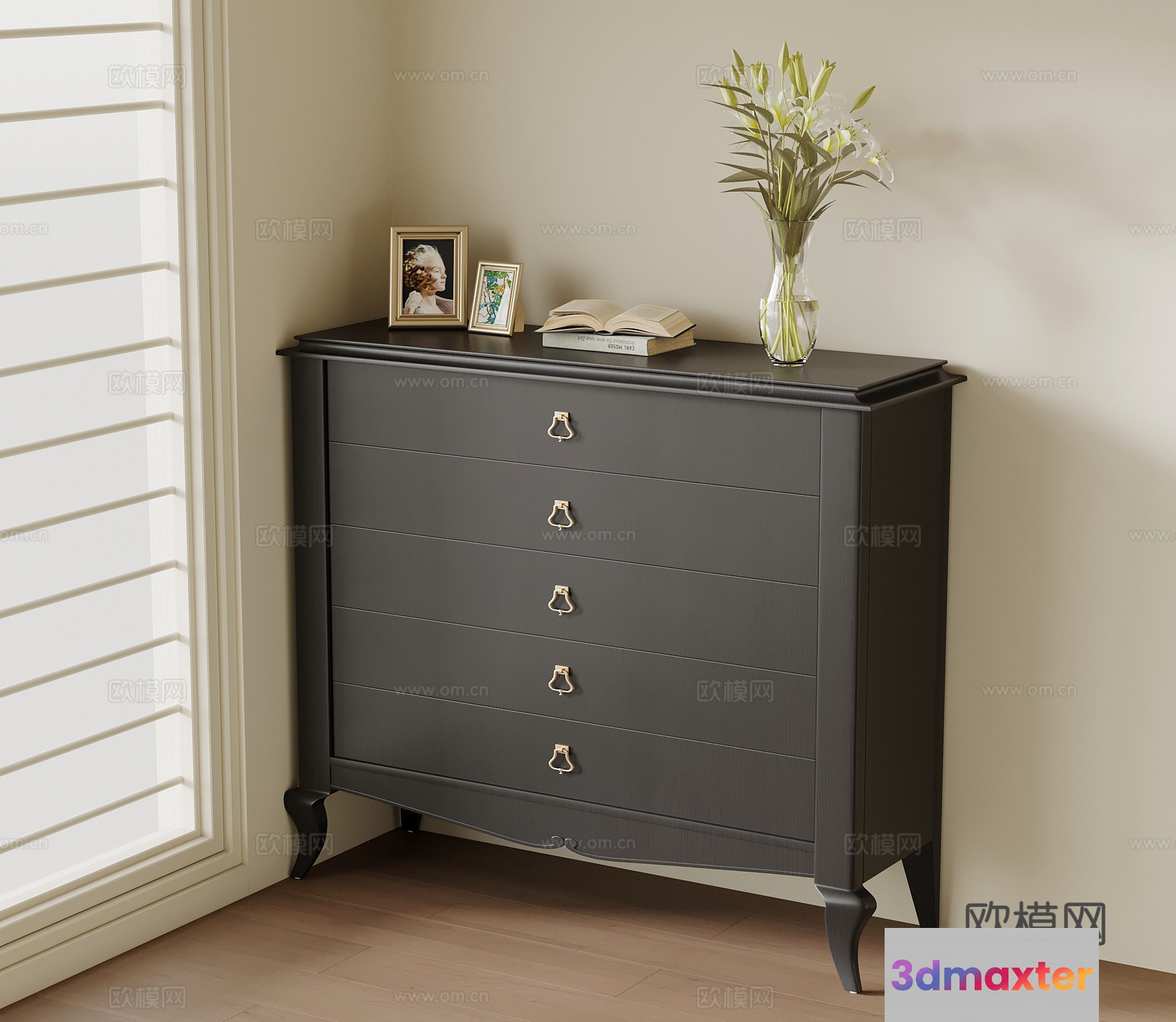 A Gray Dresser 3D Model - 22146 - VRAY Render